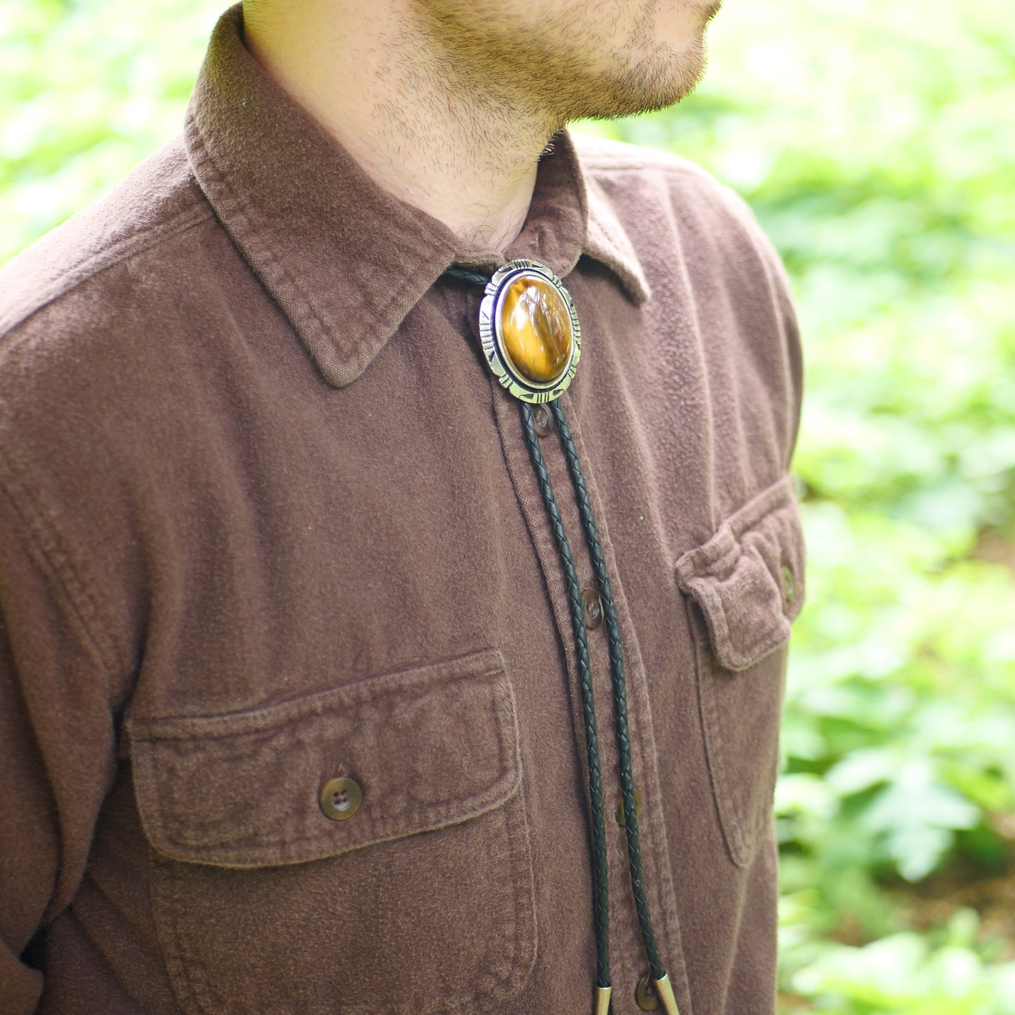 Tiger's Eye Stone Bolo Tie