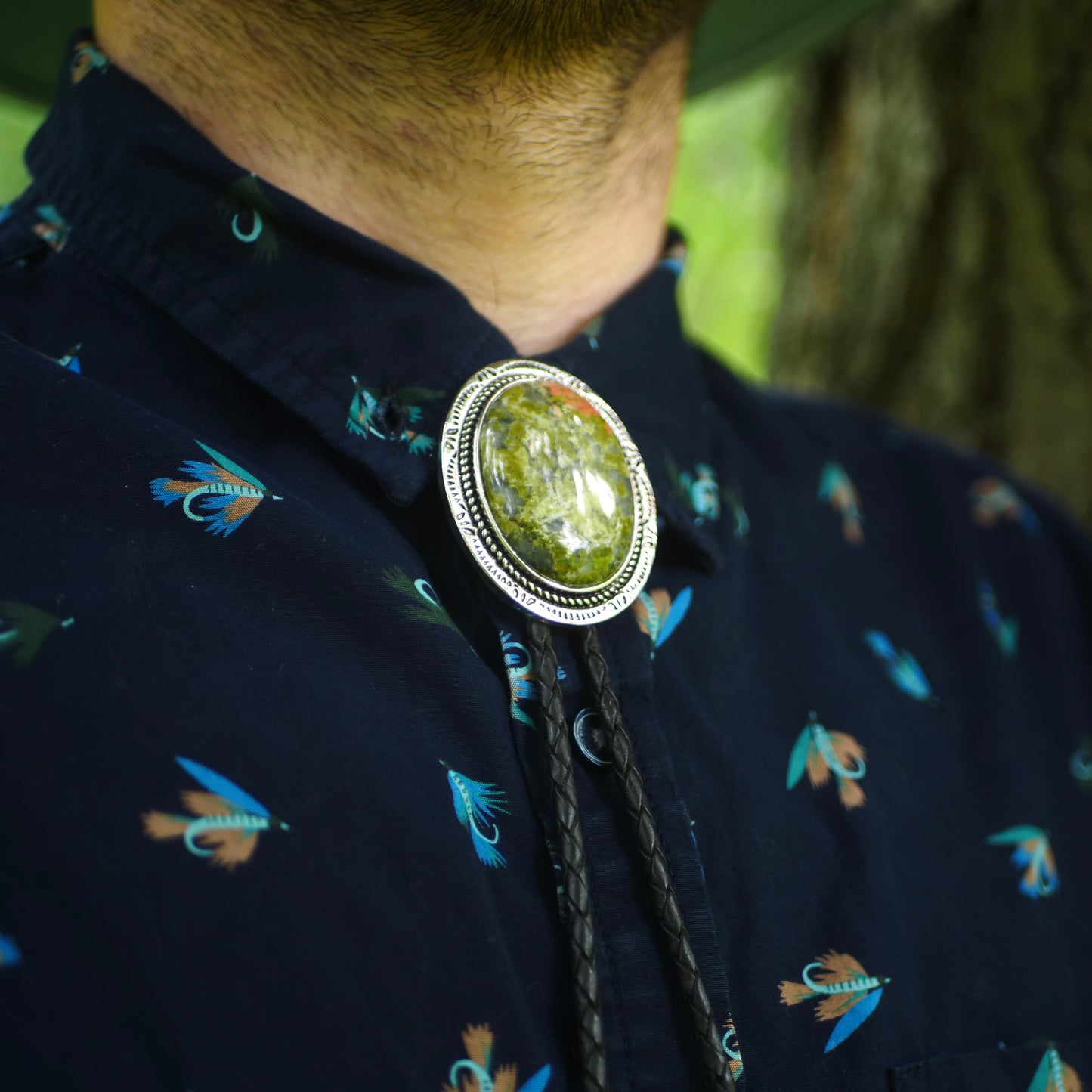 Unakite Stone Bolo Tie