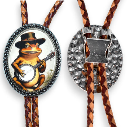 Country Toad Bolo Tie | Folk Art Bluegrass Western Bola Necktie for Men/Women | Choose Your Own Cord Color & Size