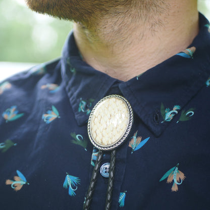 White Snakeskin Bolo Tie