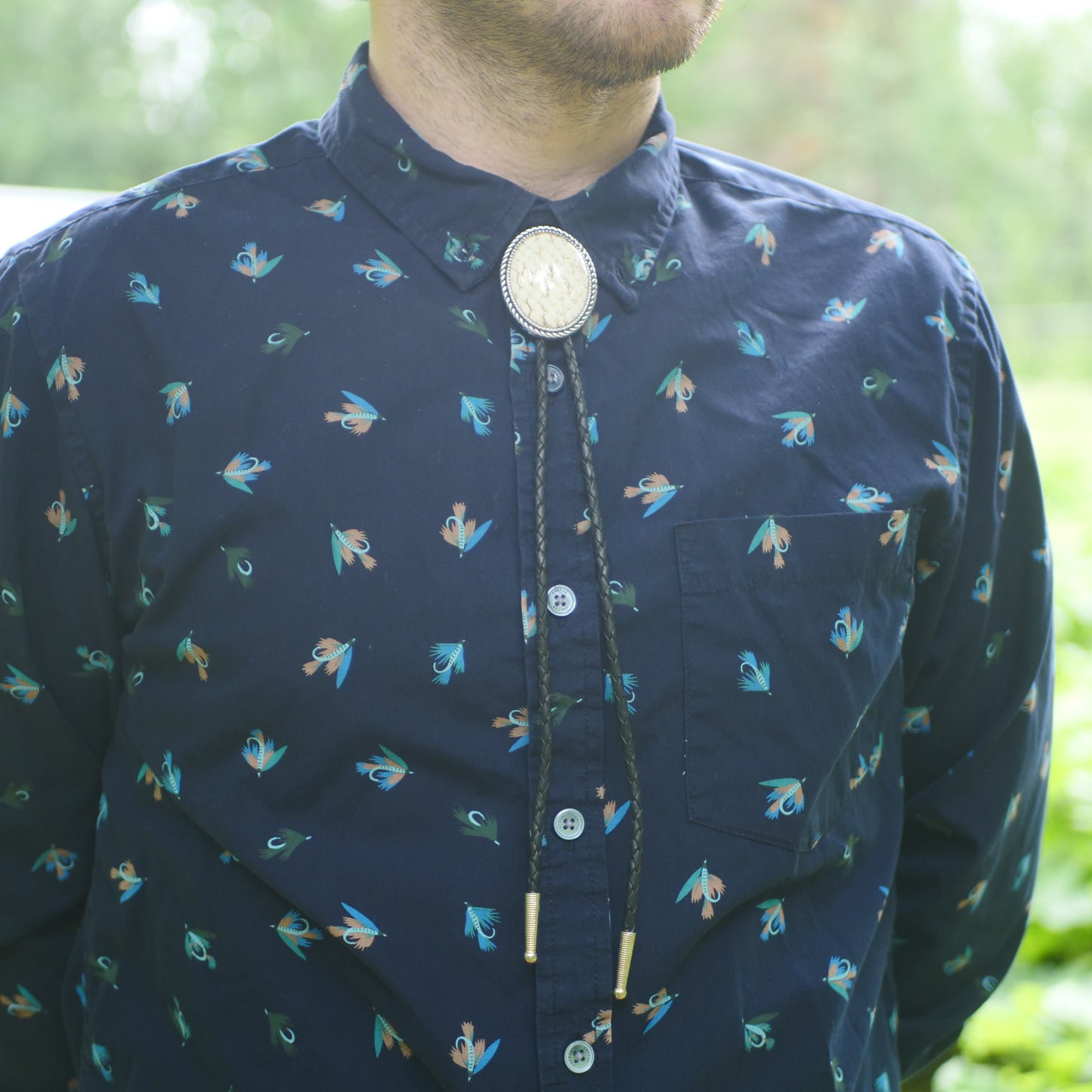 White Snakeskin Bolo Tie