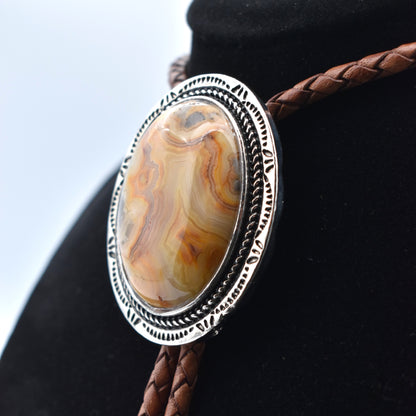 Lace Agate Stone Bolo Tie