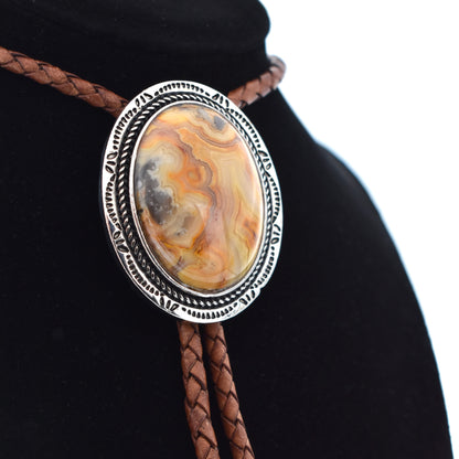 Lace Agate Stone Bolo Tie