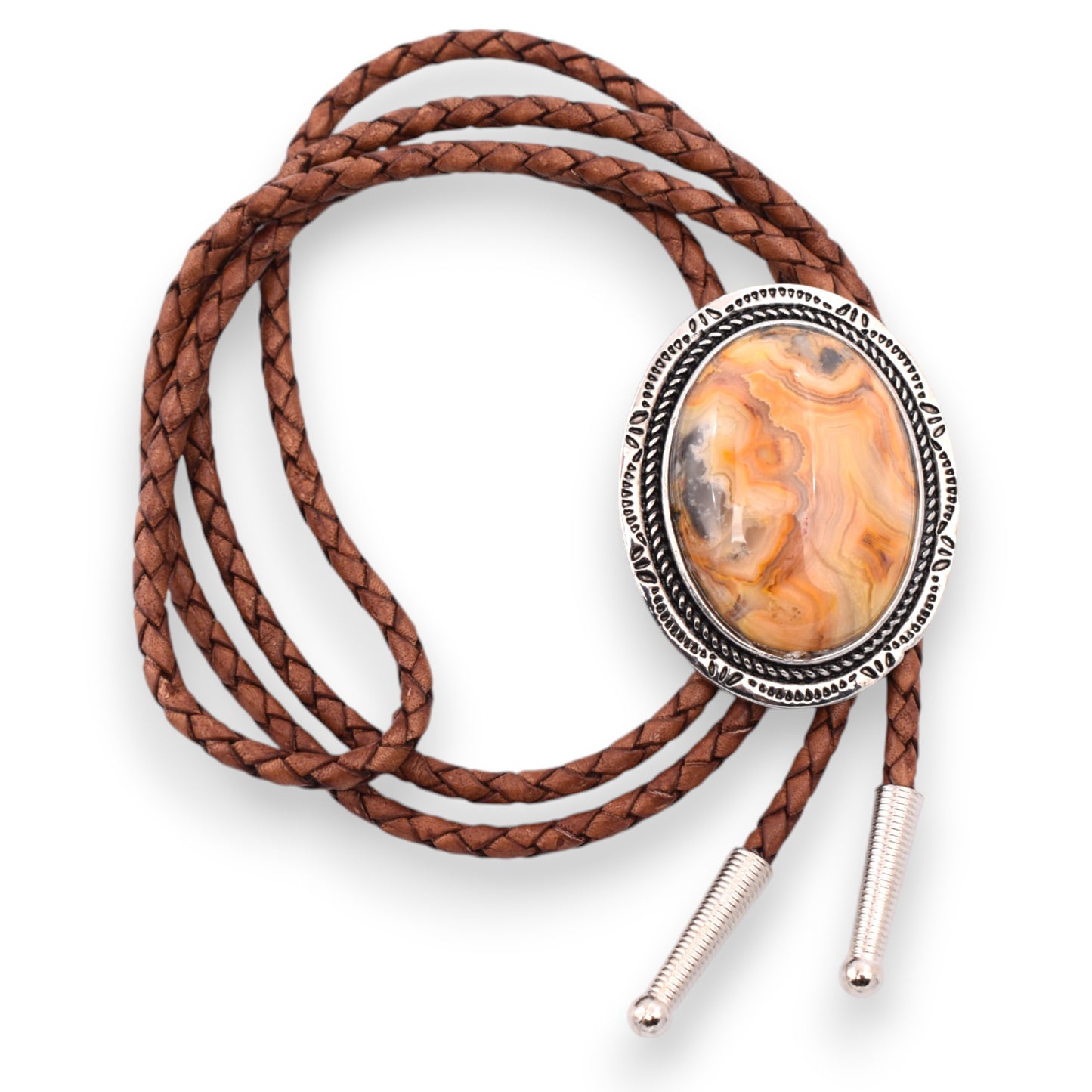 Lace Agate Stone Bolo Tie