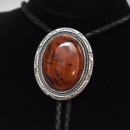 Mahogany Obsidian Stone Bolo Tie