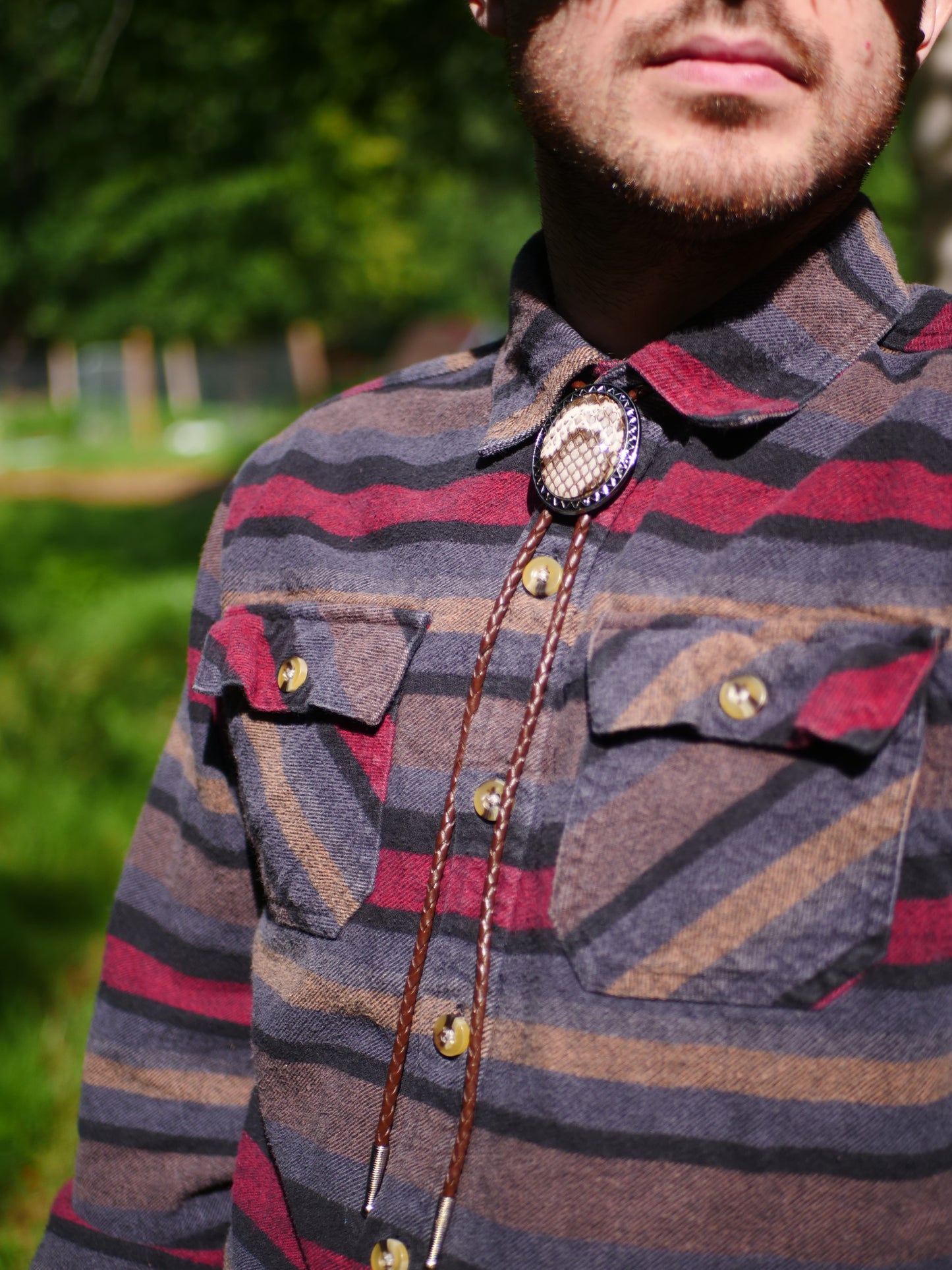 Snakeskin Bolo Tie | Black, White, Gray