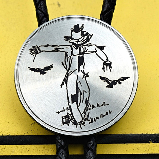 Bolo Tie,hat shirt mug,chicken farmer,chicken lady shirt,sticker pin brooch,pendant necklace,Cowboy wedding tie,cowgirl bolo tie,bolo for women,scary creepy,Halloween 13th,scarecrow garden,scarecrow ravens