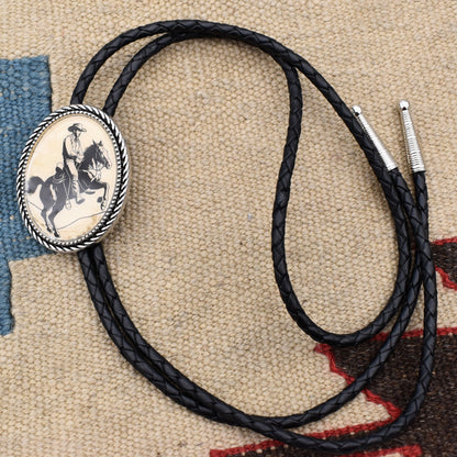 Bronco Western Black Brown Bolo Tie