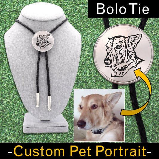 custom bolo tie,laser engraving,personalized gift,pet photograph,pet memorial gift,pet picture jewelry,pet memorial,bola string bolo tie,grieving loss gift,western string tie,gift for him her,custom ornament,mug picture frame