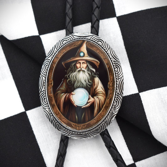 handmade bolo tie,mens bolo tie man,womens ladies bolo,custom personalized,magic mushrooms,cosplay bolo tie,magic wizard bolo,gandalf grey white,pointy wizard hat,crystal ball orb,tarot cards,potion bottle,magic vial spell jar