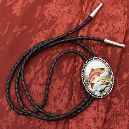 Fisherman Jumping Trout River Bolo Tie