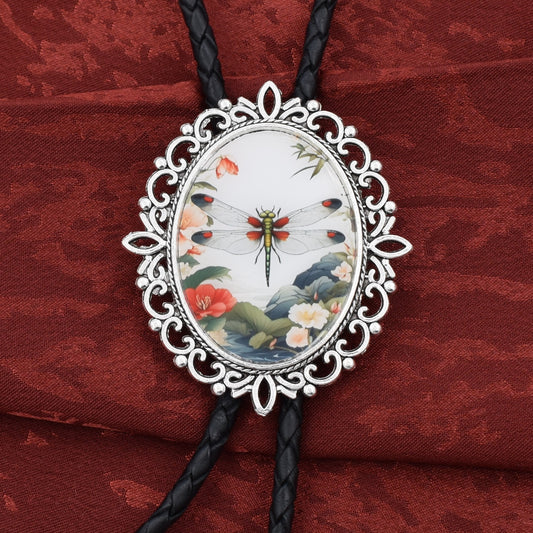 western wedding tie,handmade bolo tie,western lariat bolo,mens bolo tie man,womens ladies bolo,custom personalized,hippie boho bolo,dragonfly necklace,insect bug jewelry,asian art culture,bamboo temple,dragonfly bolo tie,cherry tree blossom