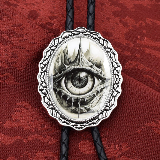 handmade bolo tie,bola string bolo tie,mens bolo tie man,womens ladies bolo,hippie boho bolo,fantasy cosplay,statement necklace,sauron's eye,lord of the rings,gandalf grey hobbit,magic fantasy wizard,cosplay bolo tie,mythical creature