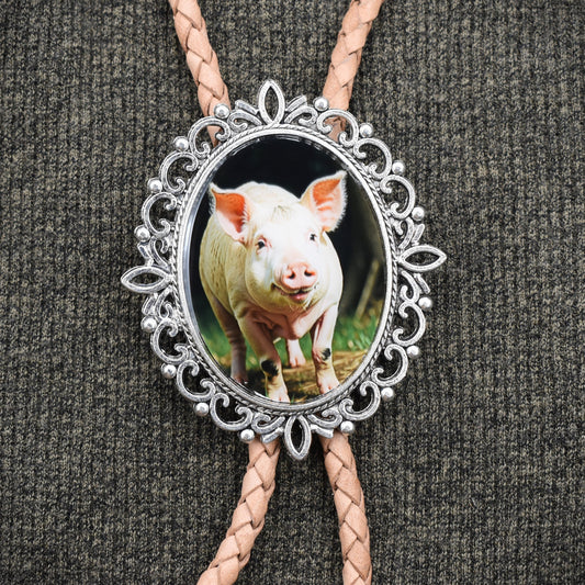 bola string bolo tie,western lariat bolo,farming bolo tie,cute pig bolo tie,pig picture sticker,rooster chicken bolo,pig piggy,pig necklace,cowgirl bolo tie,gift for her women,mrs piggy muppet,charlotte's web,wilbur the pig