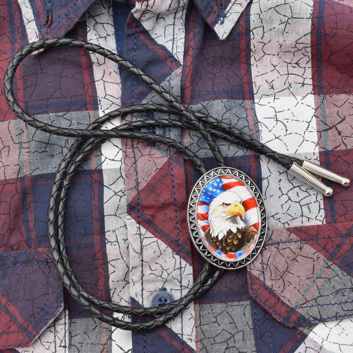 Patriotic Eagle Stars & Stripes USA Bolo Tie