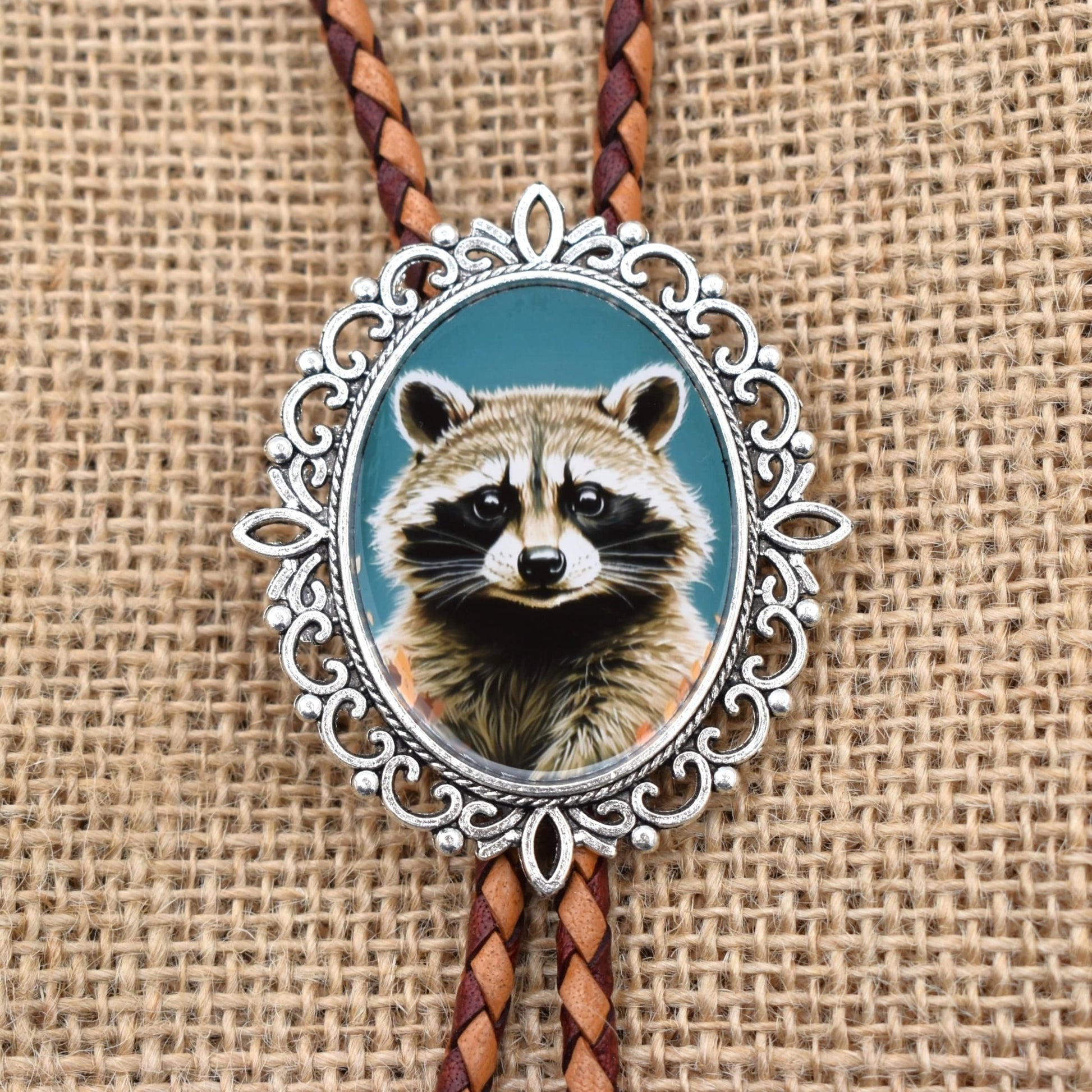 western wedding tie,bola string bolo tie,womens ladies bolo,custom personalized,black tie brown tie,trees woods forest,cute raccoon,cute bolo tie,raccoon belt buckle,raccoon bolo tie,bolo tie for woman,beyonce bolo tie,rabbit fox bolo